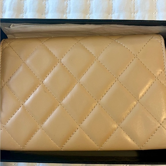 CHANEL Calfskin Quilted Cambon CC Bifold Wallet, Beige - Picture 8 of 9